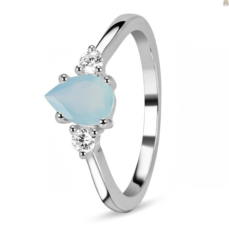 Blue Chalcedony & White Topaz Ring BLX-RDR-2213.