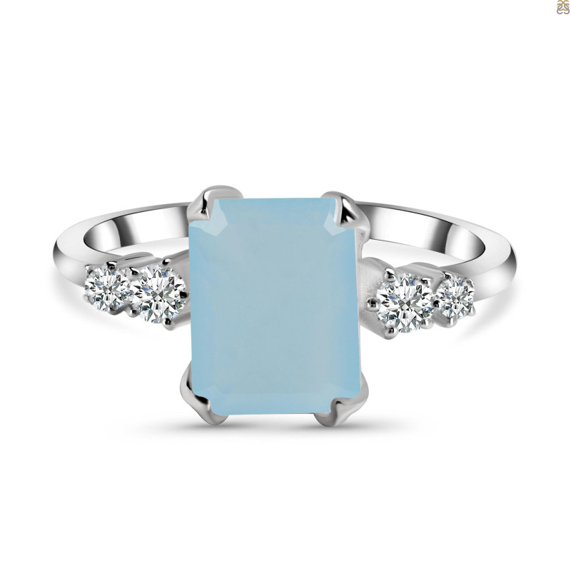 Blue Chalcedony & White Topaz Ring BLX-RDR-2215.
