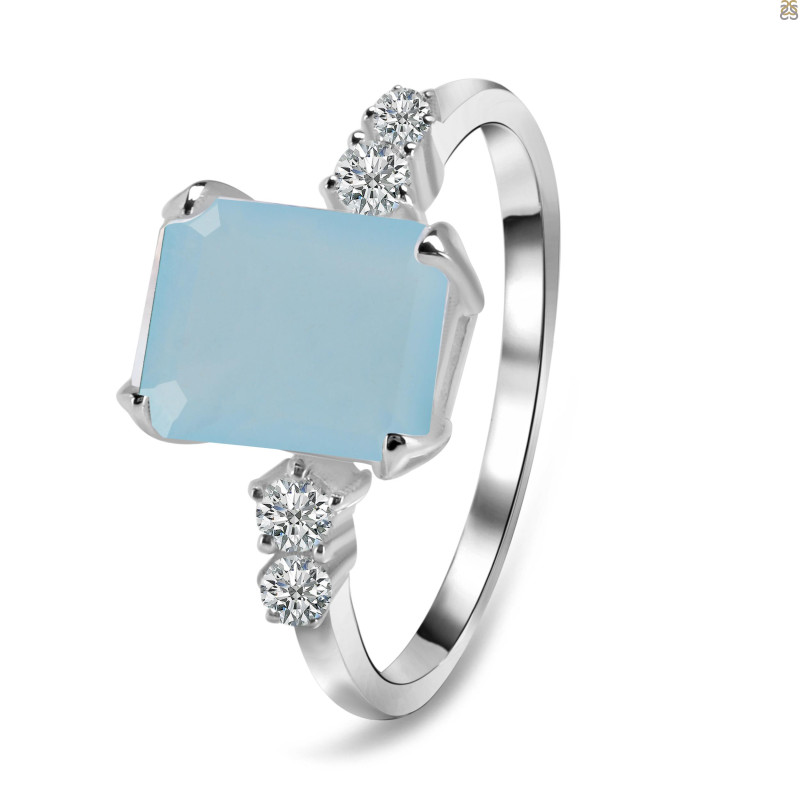 Blue Chalcedony & White Topaz Ring BLX-RDR-2215.