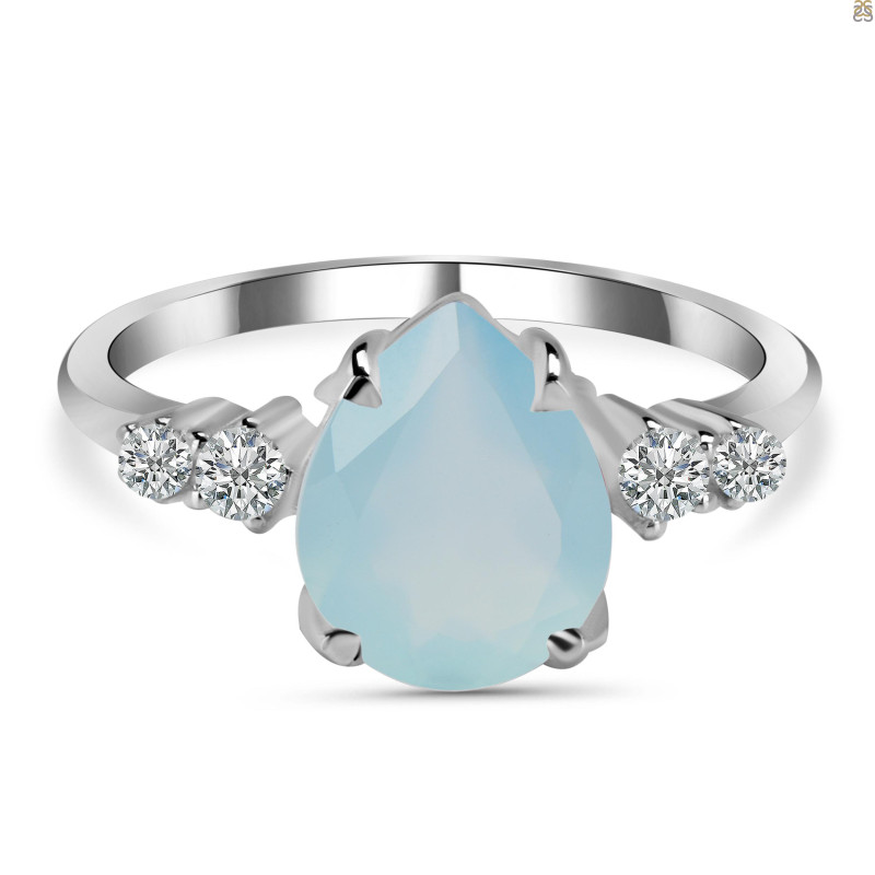 Blue Chalcedony & White Topaz Ring BLX-RDR-2216.