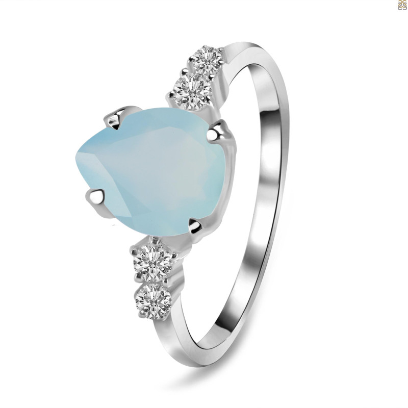 Blue Chalcedony & White Topaz Ring BLX-RDR-2216.