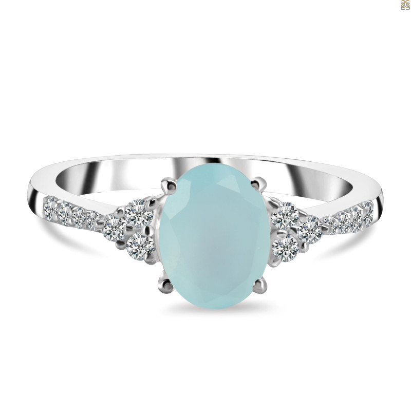 Blue Chalcedony & White Topaz Ring BLX-RDR-2219.