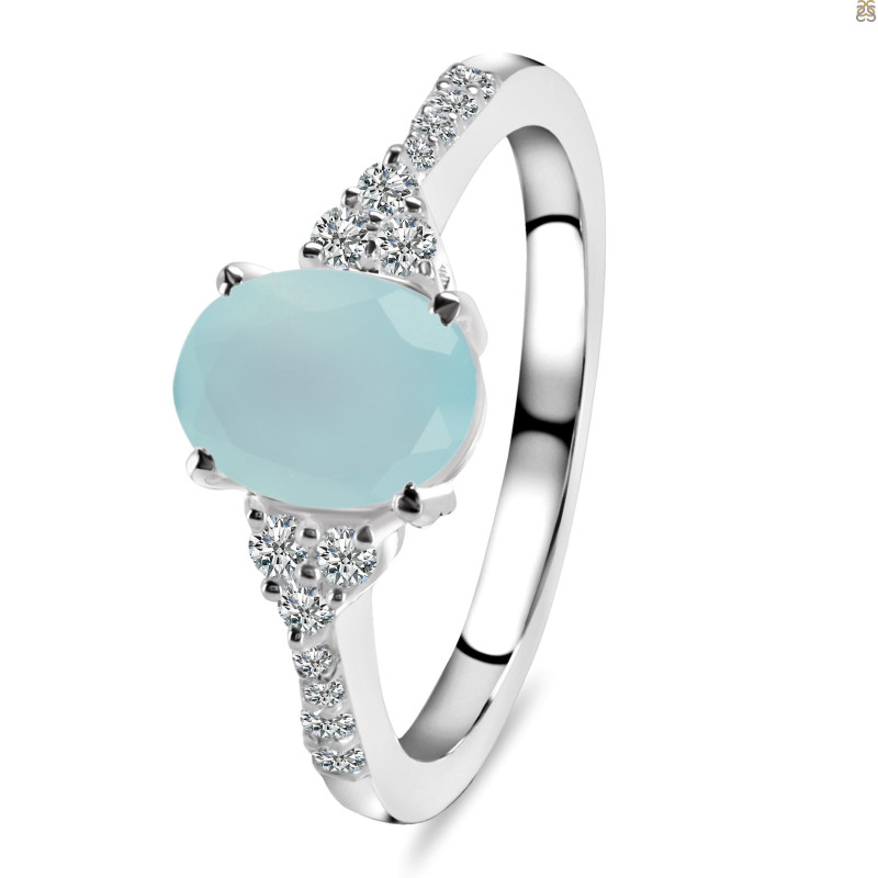 Blue Chalcedony & White Topaz Ring BLX-RDR-2219.