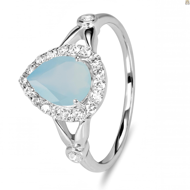 Blue Chalcedony & White Topaz Ring BLX-RDR-2243.