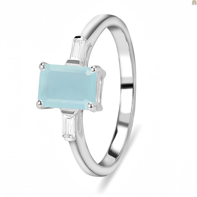 Blue Chalcedony & White Topaz Ring BLX-RDR-2251.