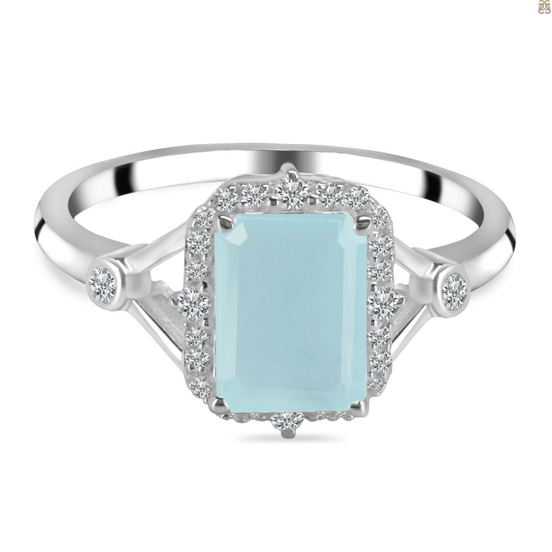 Blue Chalcedony & White Topaz Ring BLX-RDR-2252.