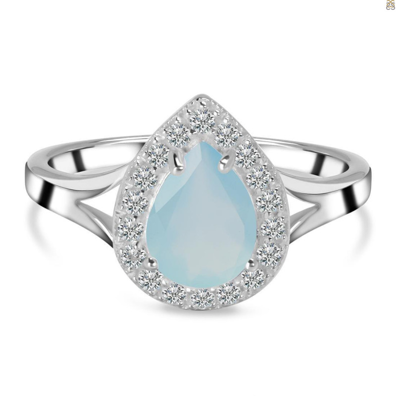 Blue Chalcedony & White Topaz Ring BLX-RDR-2253.