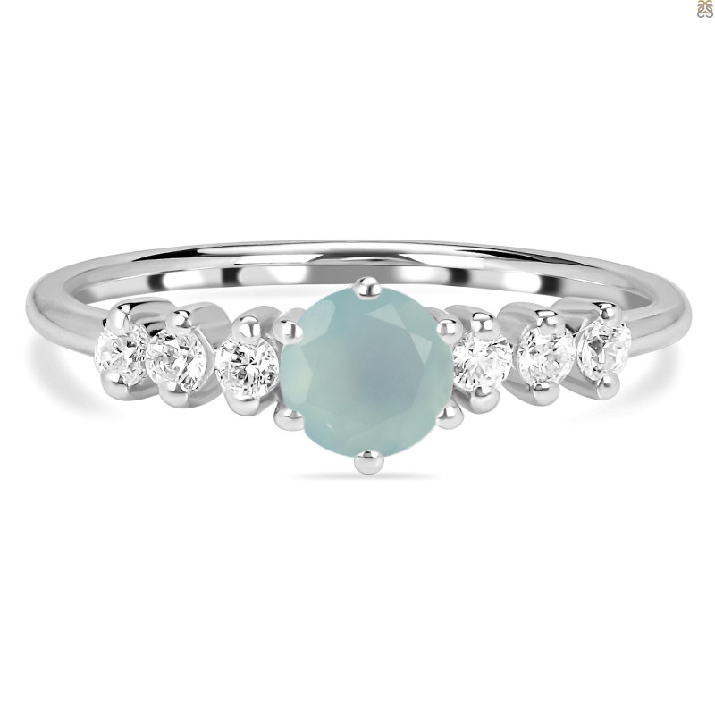 Blue Chalcedony & White Topaz Ring BLX-RDR-2259.