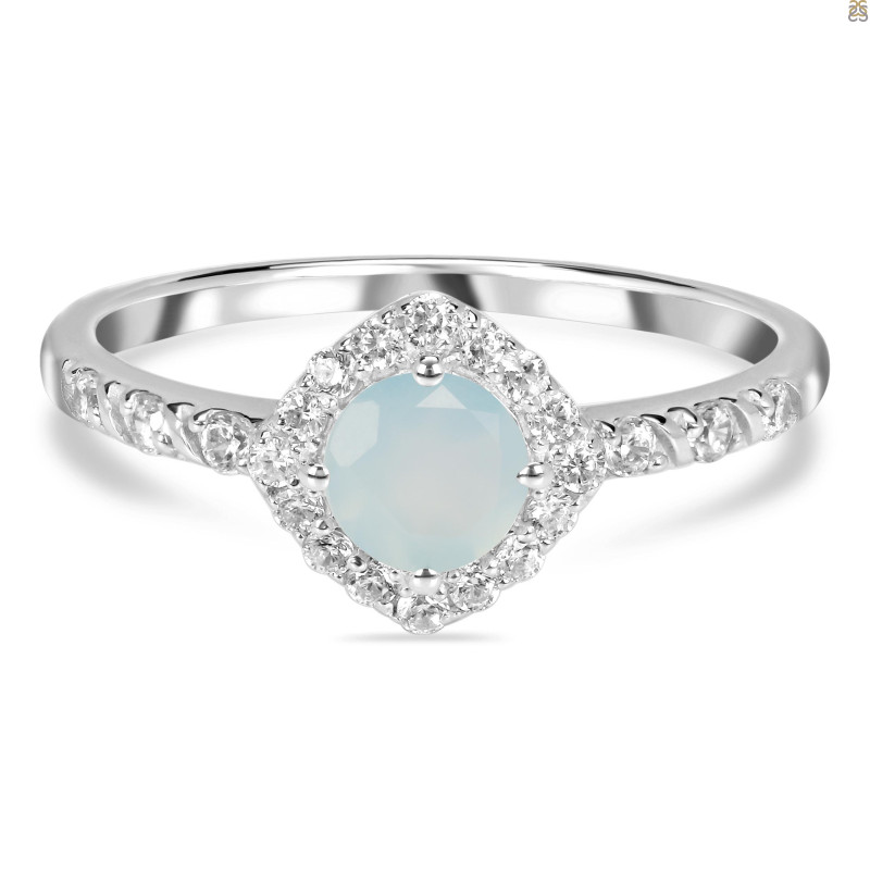 Blue Chalcedony & White Topaz Ring BLX-RDR-2260.