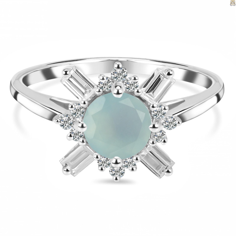 Blue Chalcedony & White Topaz Ring BLX-RDR-2264.