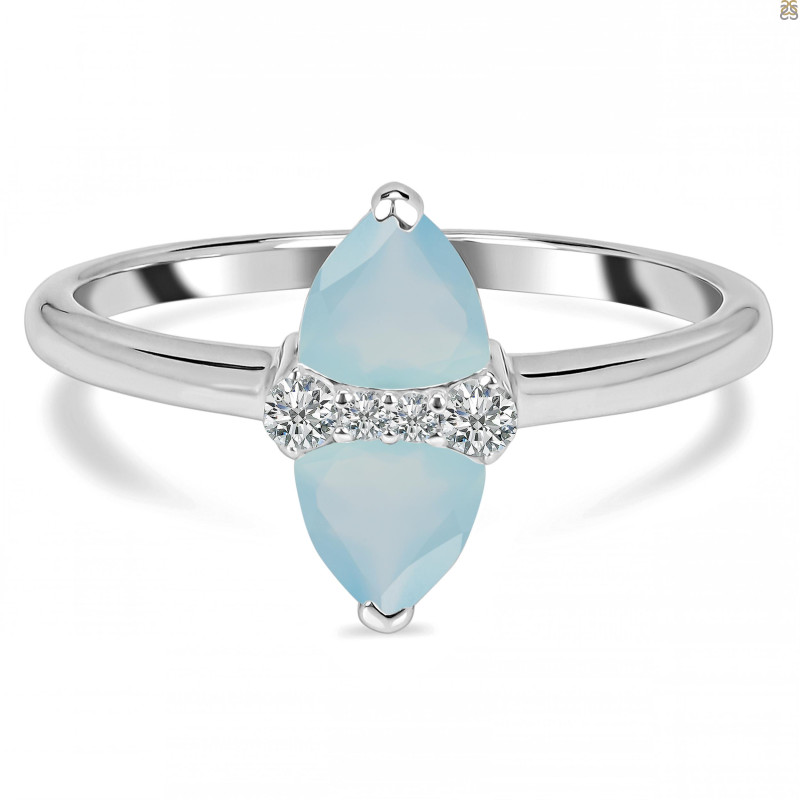 Blue Chalcedony & White Topaz Ring BLX-RDR-2266.