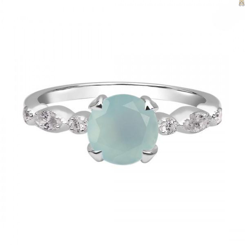 Blue Chalcedony & White Topaz Ring BLX-RDR-2269.