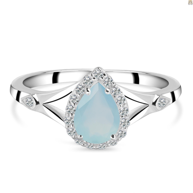 Blue Chalcedony & White Topaz Ring BLX-RDR-2271.