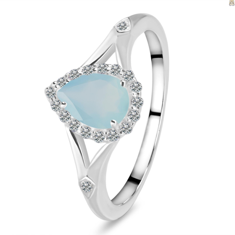 Blue Chalcedony & White Topaz Ring BLX-RDR-2271.