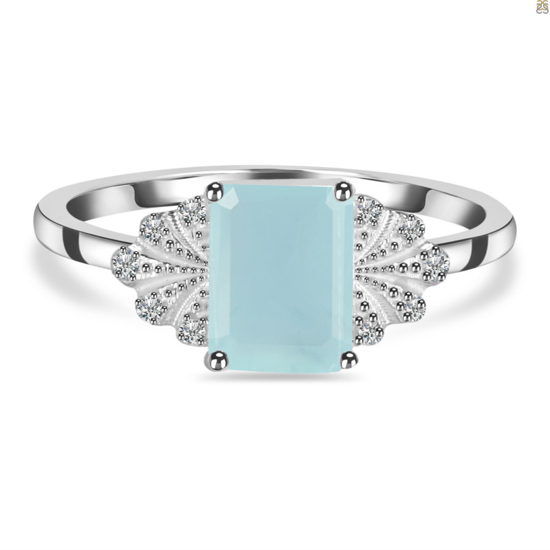 Blue Chalcedony & White Topaz Ring BLX-RDR-2272.