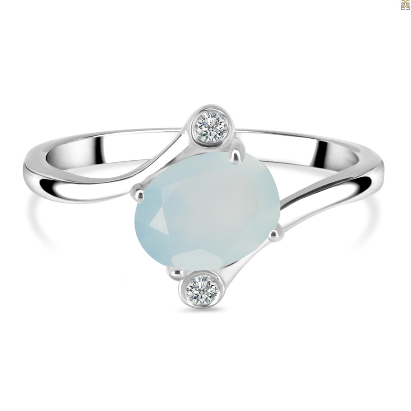 Blue Chalcedony & White Topaz Ring BLX-RDR-3264.