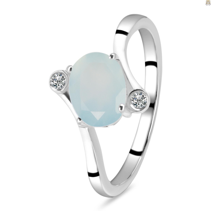 Blue Chalcedony & White Topaz Ring BLX-RDR-3264.