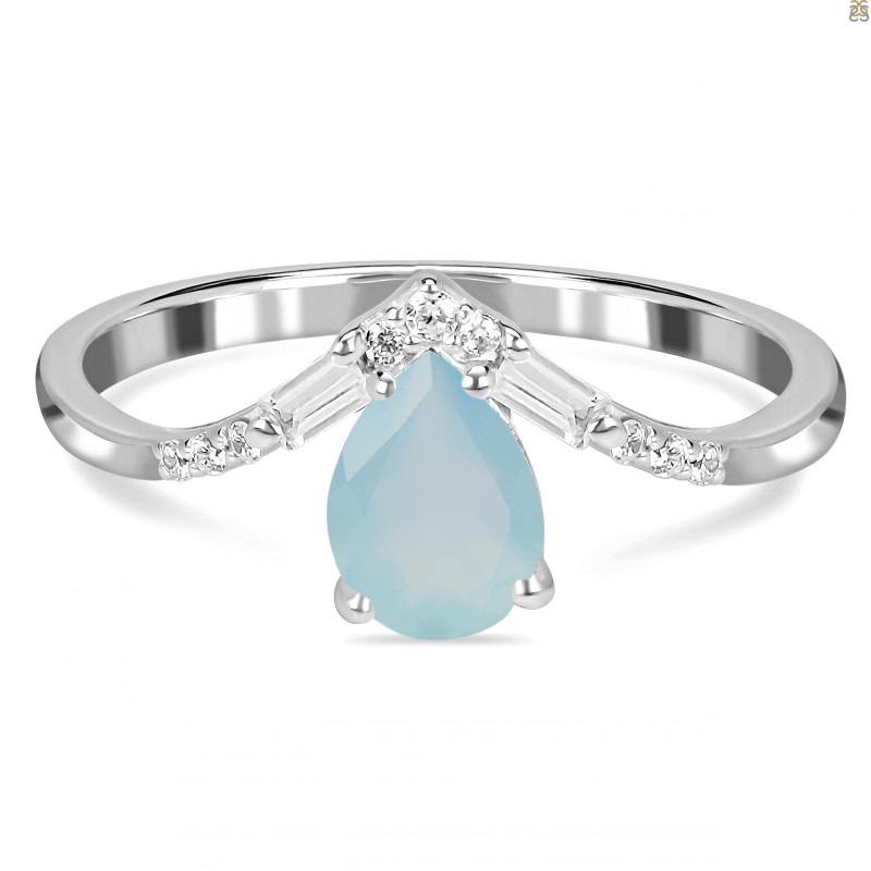 Blue Chalcedony & White Topaz Ring BLX-RDR-2283.