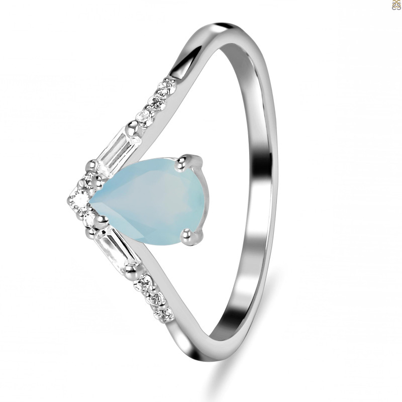 Blue Chalcedony & White Topaz Ring BLX-RDR-2283.
