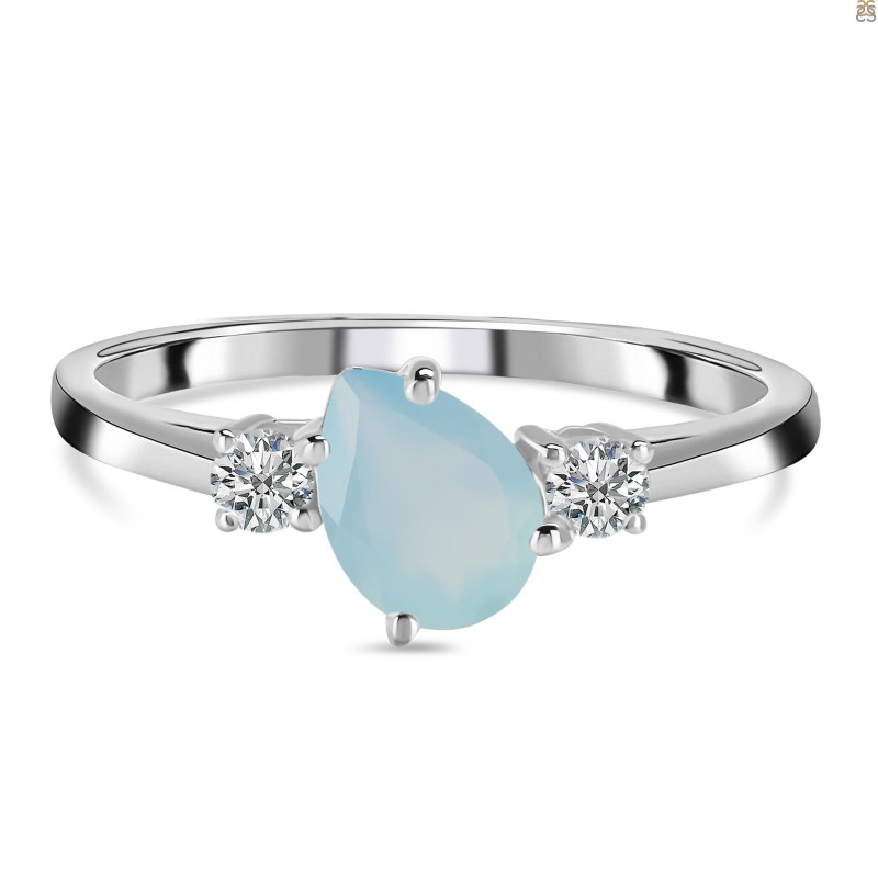 Blue Chalcedony & White Topaz Ring BLX-RDR-2285.