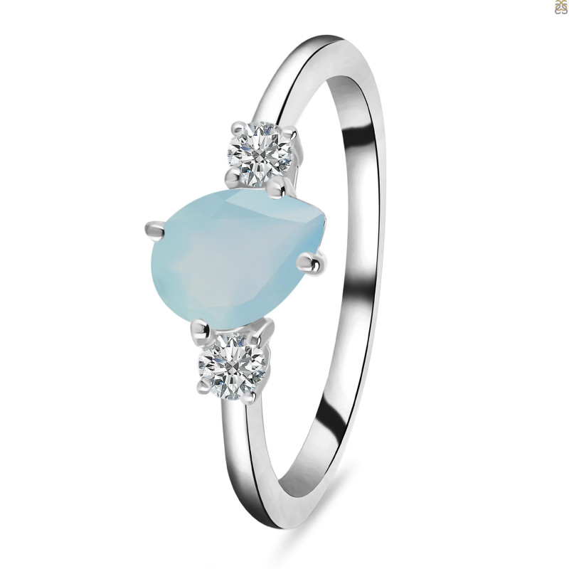 Blue Chalcedony & White Topaz Ring BLX-RDR-2285.