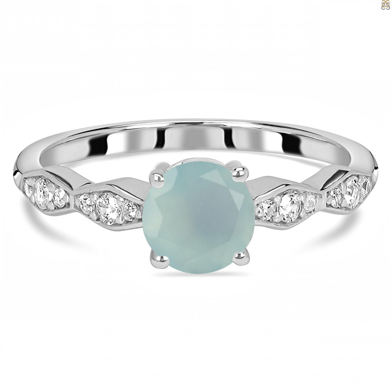 Blue Chalcedony & White Topaz Ring BLX-RDR-2288.