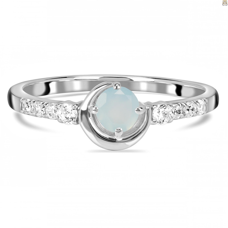 Blue Chalcedony & White Topaz Ring BLX-RDR-2292.
