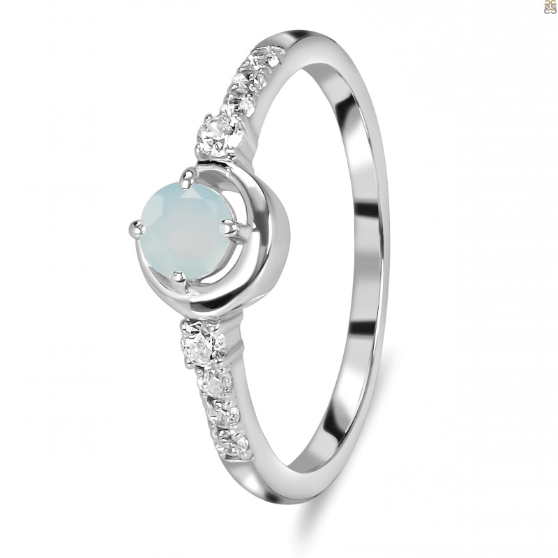 Blue Chalcedony & White Topaz Ring BLX-RDR-2292.