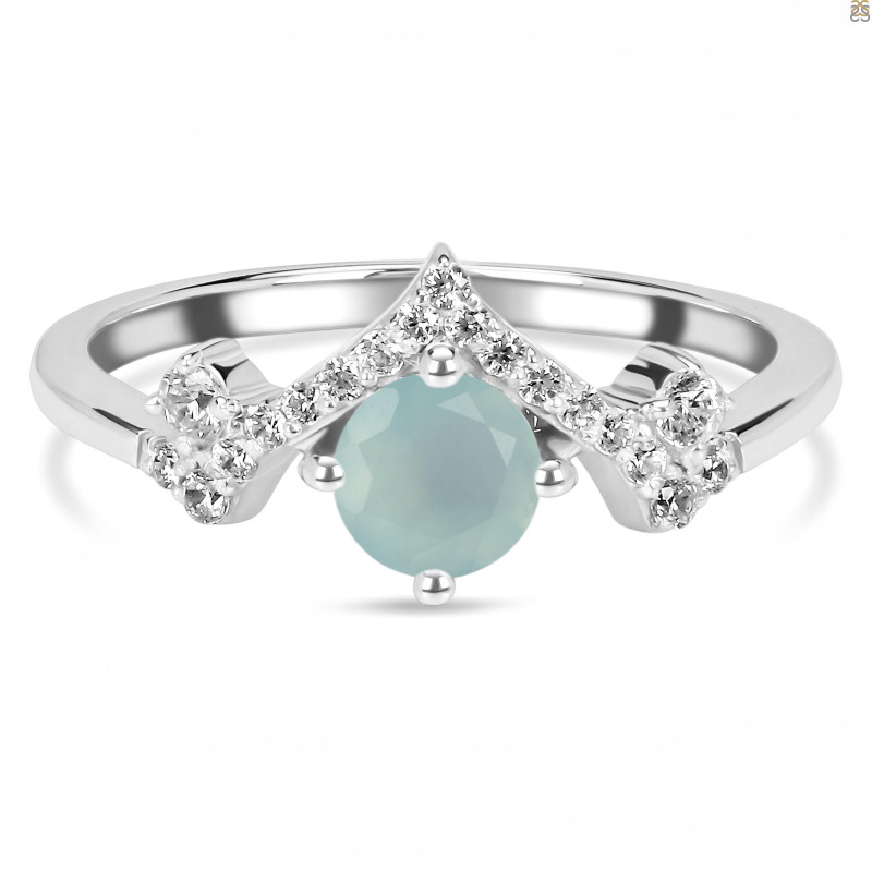 Blue Chalcedony & White Topaz Ring BLX-RDR-2296.