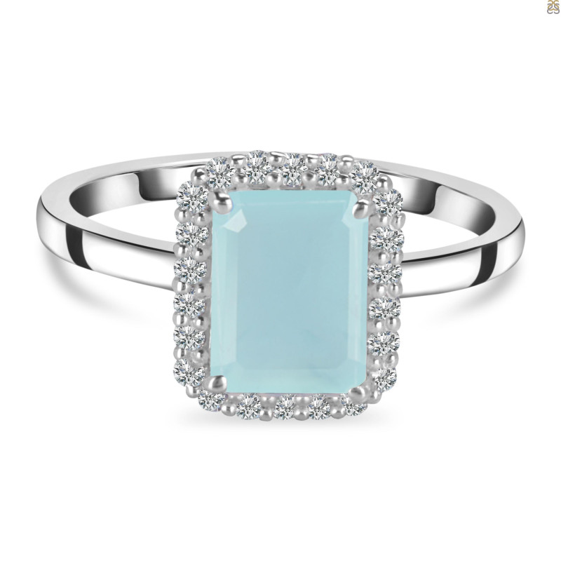 Blue Chalcedony & White Topaz Ring BLX-RDR-2302.