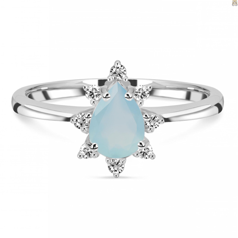 Blue Chalcedony & White Topaz Ring BLX-RDR-2305.