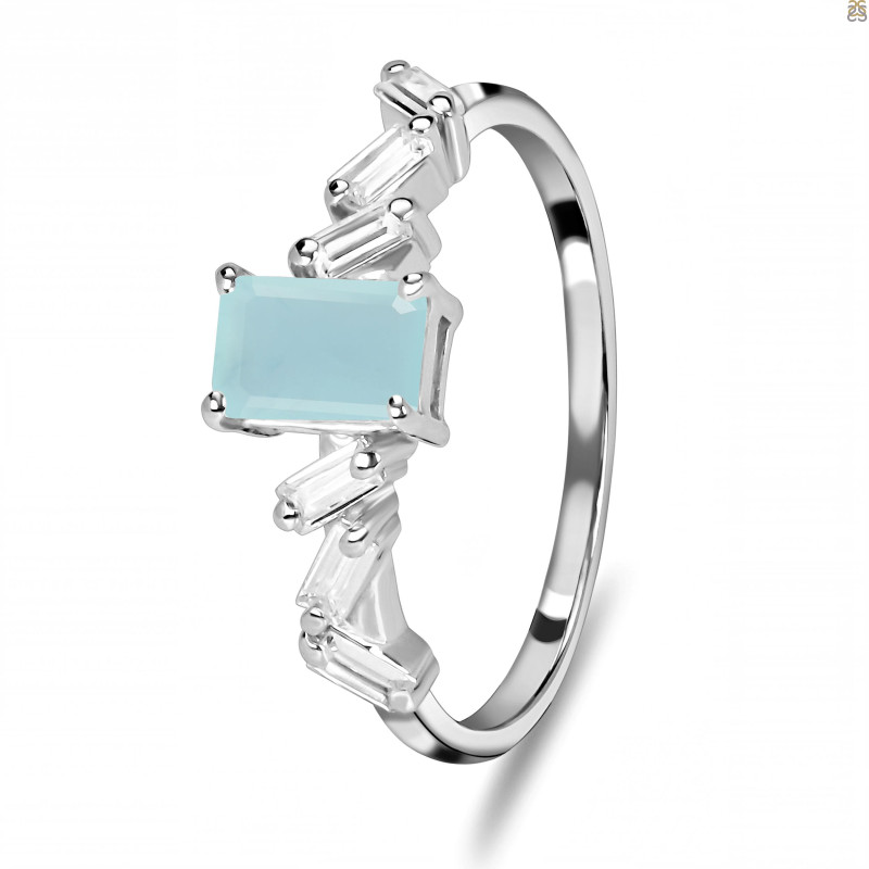 Blue Chalcedony & White Topaz Ring BLX-RDR-2306.