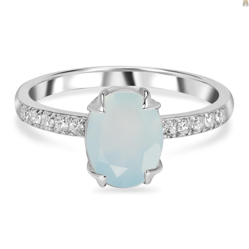 Blue Chalcedony & White Topaz Ring BLX-RDR-2382.