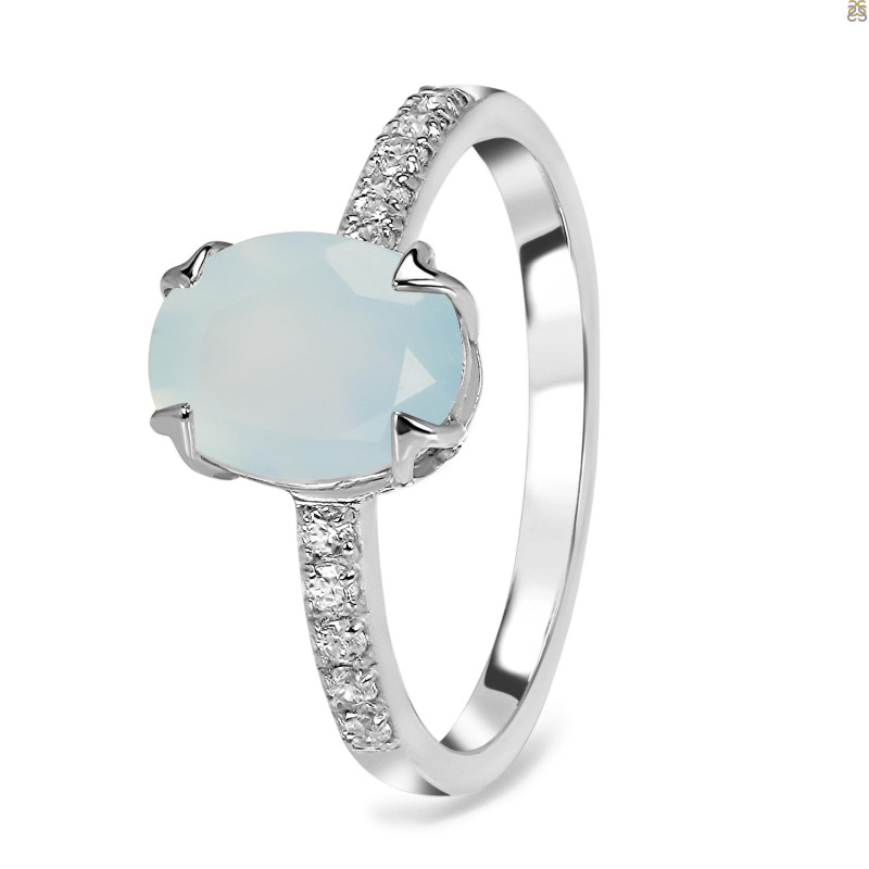 Blue Chalcedony & White Topaz Ring BLX-RDR-2382.