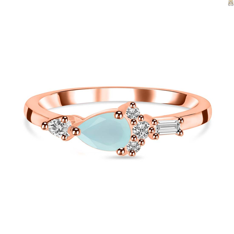 Blue Chalcedony & White Topaz Ring BLX-RDR-2389.