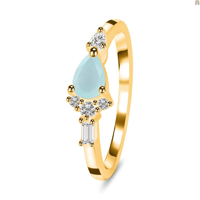 Blue Chalcedony & White Topaz Ring BLX-RDR-2389.