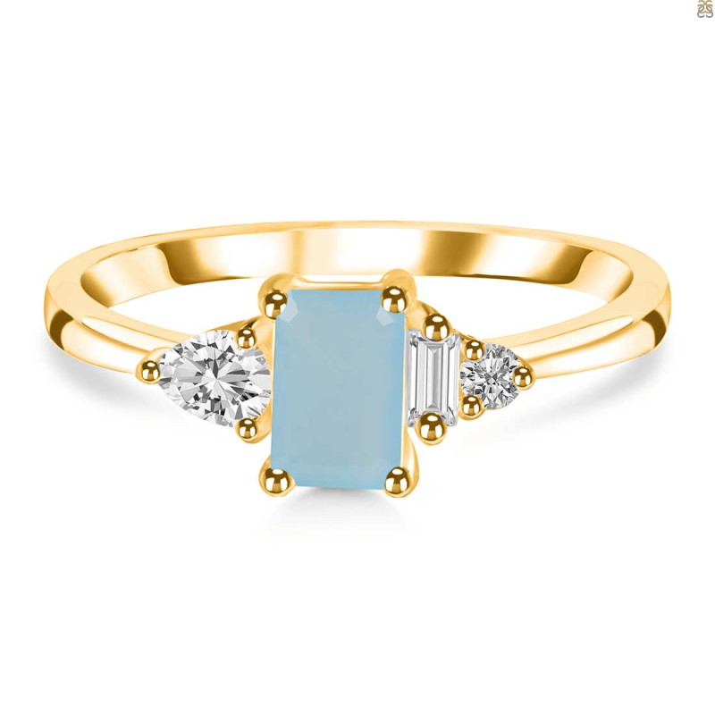 Blue Chalcedony & White Topaz Ring BLX-RDR-2397.