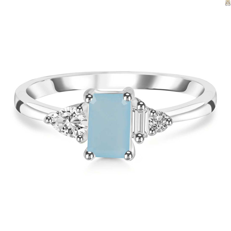 Blue Chalcedony & White Topaz Ring BLX-RDR-2397.