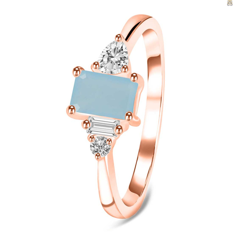 Blue Chalcedony & White Topaz Ring BLX-RDR-2397.