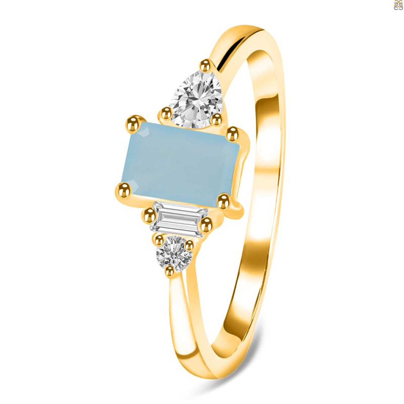Blue Chalcedony & White Topaz Ring BLX-RDR-2397.