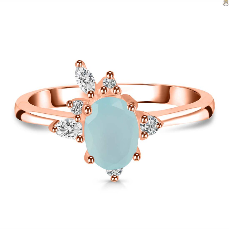 Blue Chalcedony & White Topaz Ring BLX-RDR-2398.