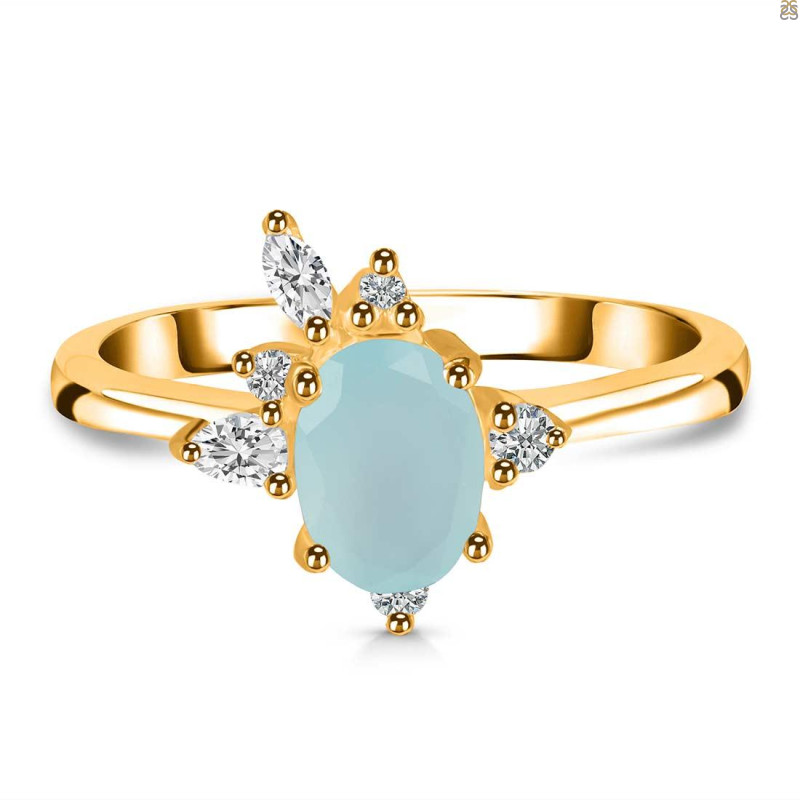 Blue Chalcedony & White Topaz Ring BLX-RDR-2398.