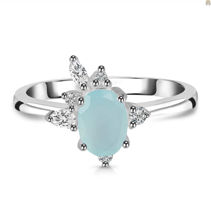 Blue Chalcedony & White Topaz Ring BLX-RDR-2398.