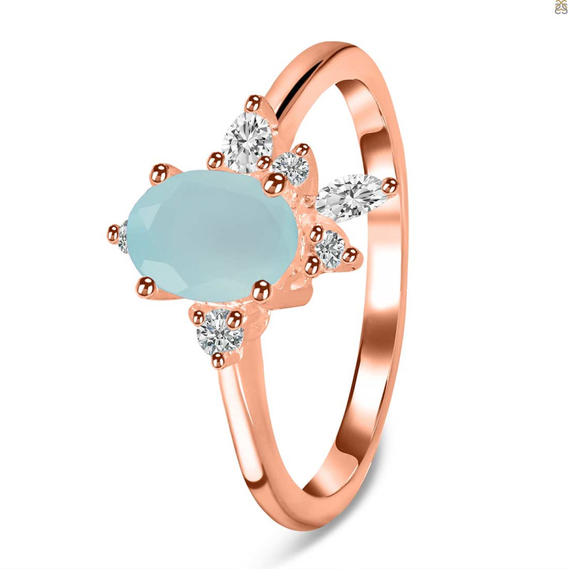 Blue Chalcedony & White Topaz Ring BLX-RDR-2398.