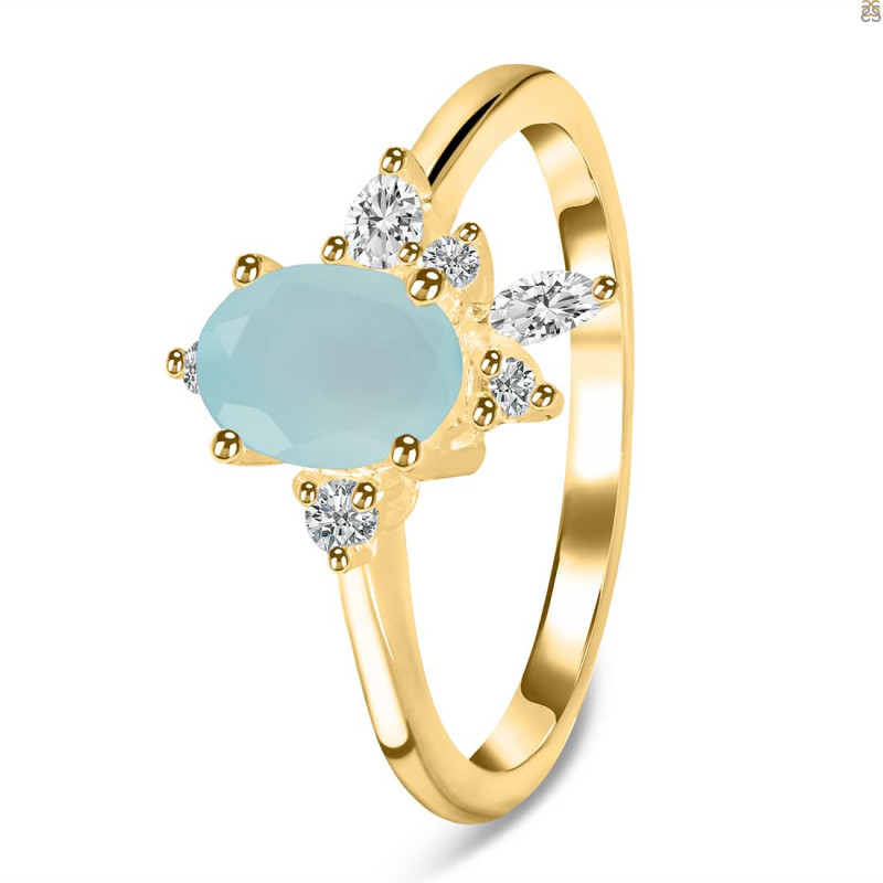 Blue Chalcedony & White Topaz Ring BLX-RDR-2398.