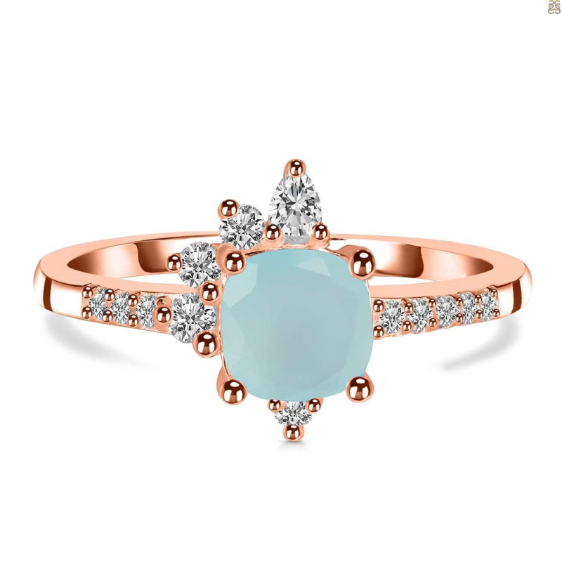 Blue Chalcedony & White Topaz Ring BLX-RDR-2404.