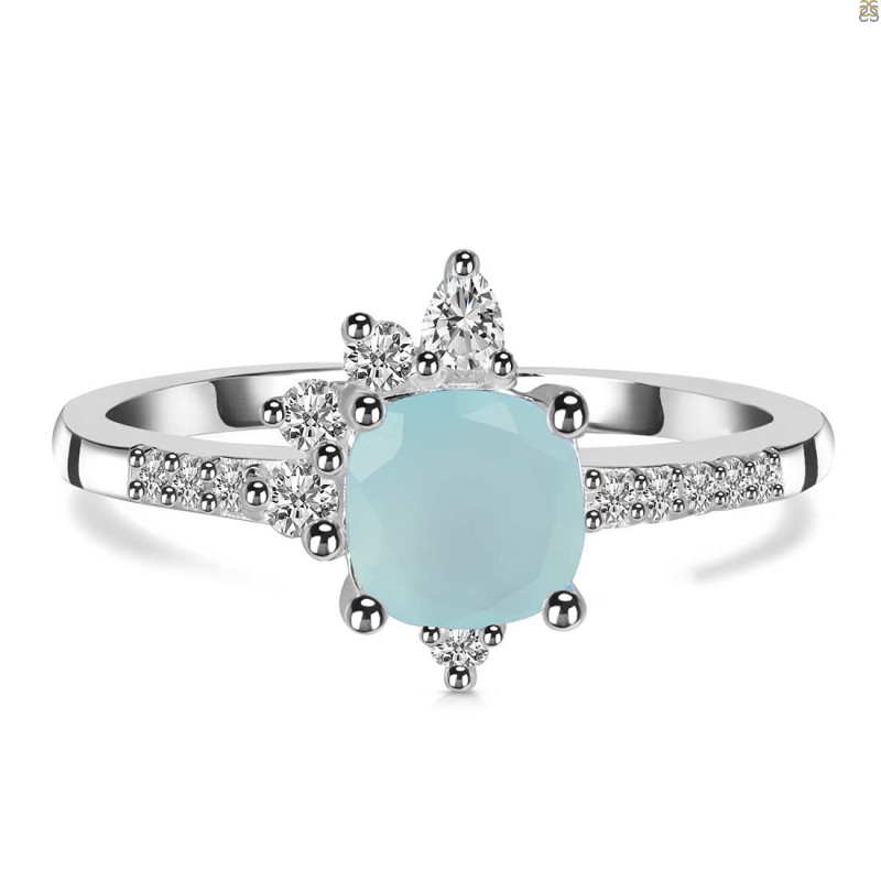 Blue Chalcedony & White Topaz Ring BLX-RDR-2404.
