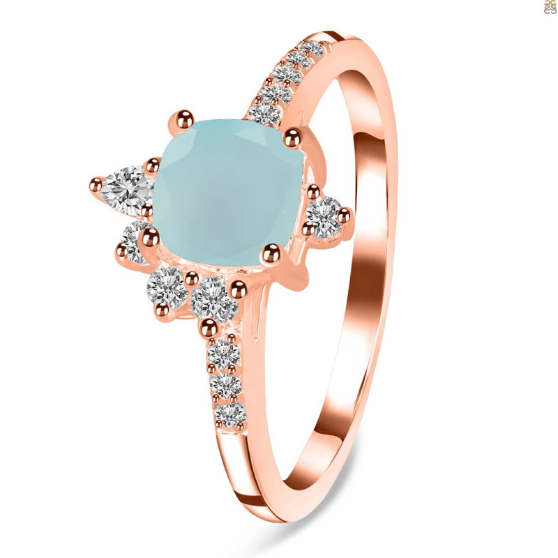 Blue Chalcedony & White Topaz Ring BLX-RDR-2404.