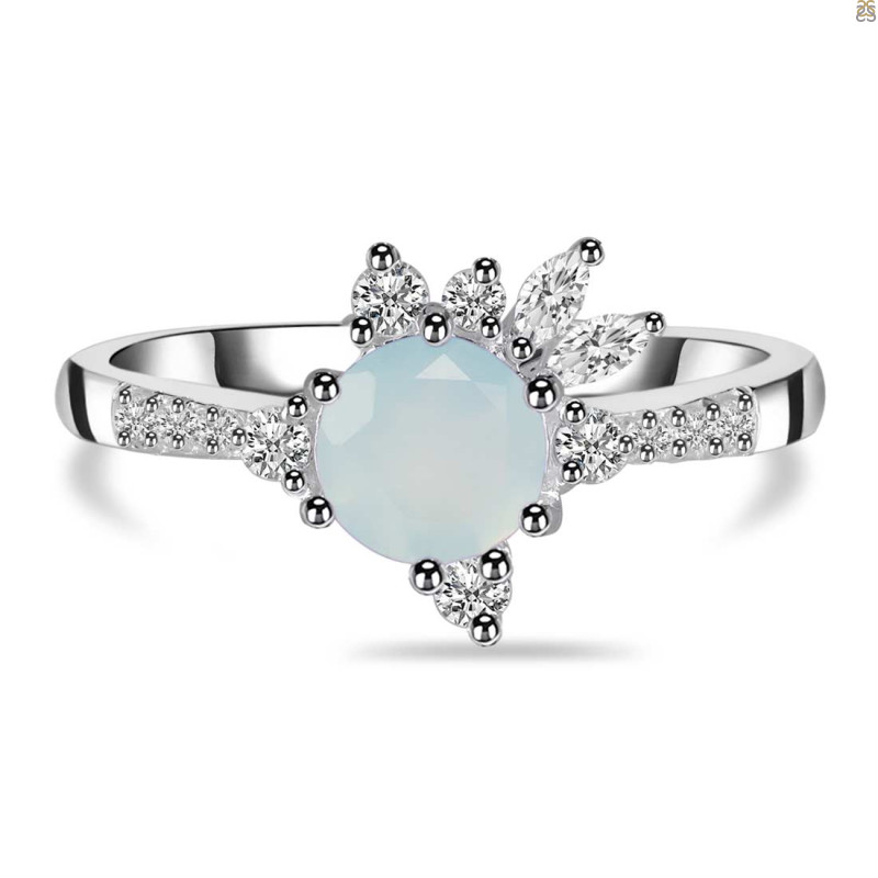 Blue Chalcedony & White Topaz Ring BLX-RDR-2406.