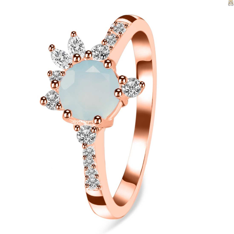 Blue Chalcedony & White Topaz Ring BLX-RDR-2406.